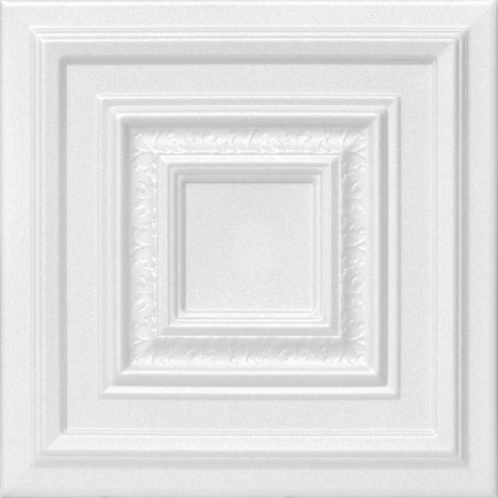 Chestnut Grove Styrofoam Ceiling Tile 20 in x 20 in - #R31, Pack of 48, Plain White