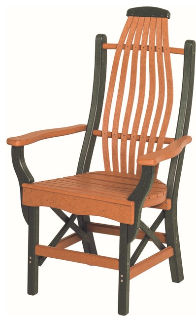 Poly Lumber Outdoor Dining Chair With Arms Green And Cedar