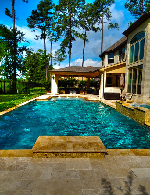 Rectangular Pool 5 with Pencil Jets and Covered Patio modern-pools