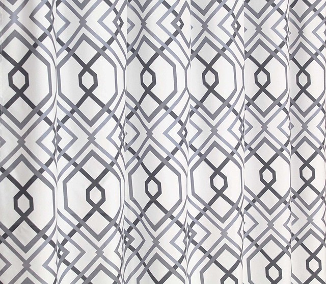 Grey White Fabric Shower Curtain, Grey And White Fabric Shower Curtain