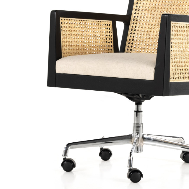 Antonia Cane Desk Chair,Brushed Ebony / Armless