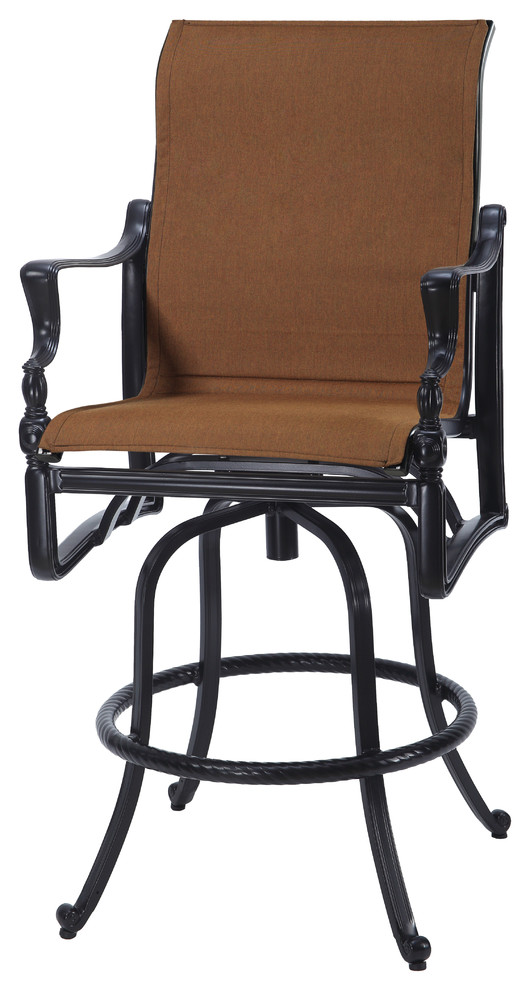 Bel Air Padded Sling Swivel Bar Stools, Set of 2 Traditional Outdoor Bar Stools And Counter