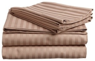 Premium Striped 600 Thread Count Egyptian Cotton Sheet Set - Twin XL, Taupe