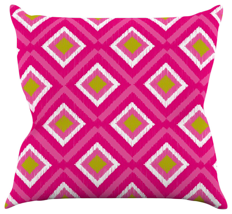 Nicole Ketchum "Moroccan Hot Pink Tile" Throw Pillow, 16"x16"