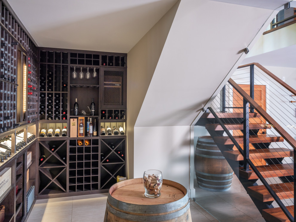 Wine cellar - rustic wine cellar idea in New York