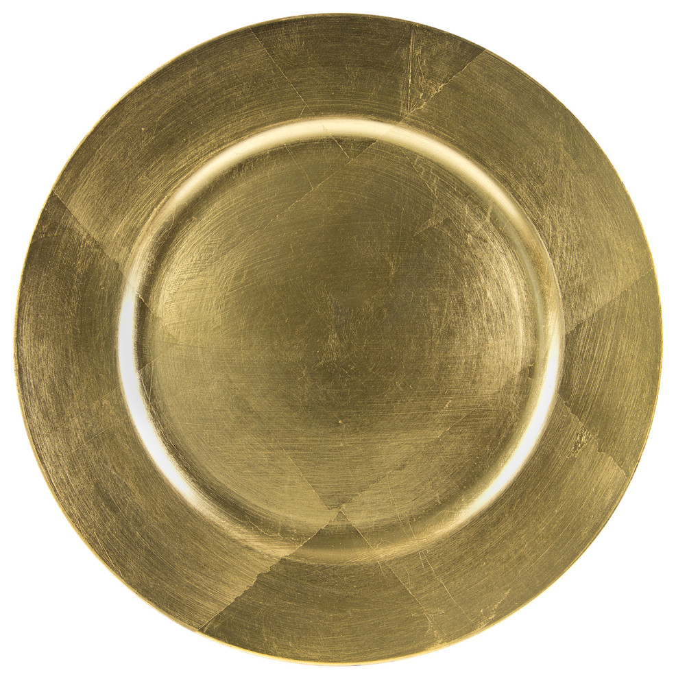 Lacquer Round Charger Plates, Set of 6, Gold