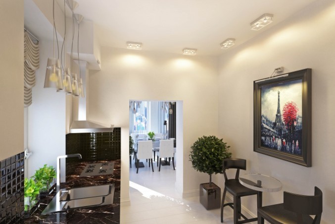 Визуализация гостиной и кухни