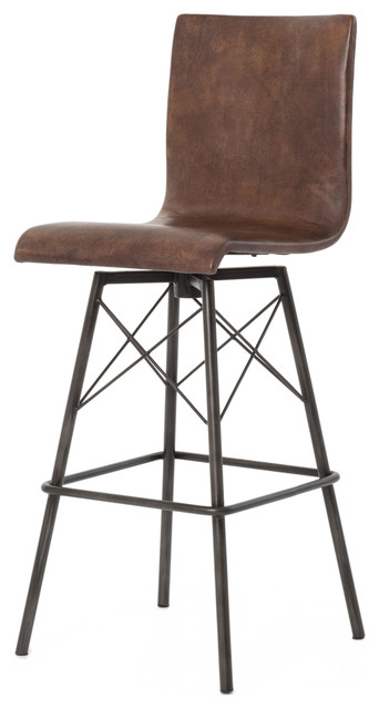 Crenshaw Loft Iron Leather Counter Stool Crenshaw Loft Iron Leather Barstool