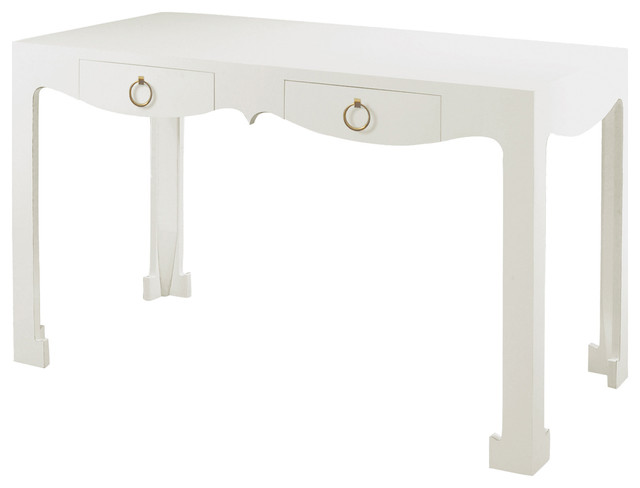 Agra Global Modern White Lacquer Chow Console Desk Asian Desks