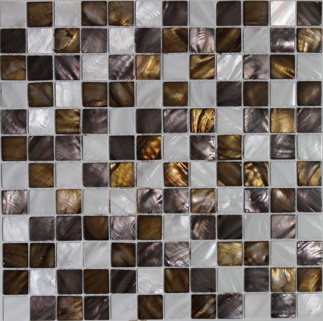 12 51 X12 Sea Flower Mother Of Pearl Brown Gold White Backsplash 12 51 X12 Sea Flower Mother Of Pearl Brown Gold White Backsplash Wall Tile Transitional Mosaic By Source Inc