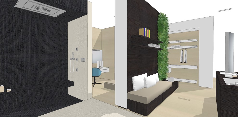 Schlafen, Bad und Ankleide - ein Konzept - Dusche