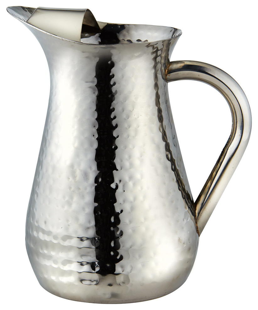 Elegance Hammered Stainless Steel Pitcher, Ice Guard 48 oz