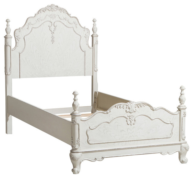 Averny Bed, 2-Tone Finish, Antique White, Gray, Twin