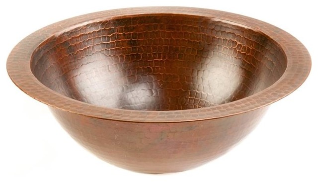 ... Small Round Under Counter Hammered Copper Sink - Bathroom Sinks