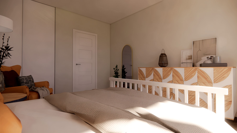 Идея дизайна: хозяйская спальня в скандинавском стиле