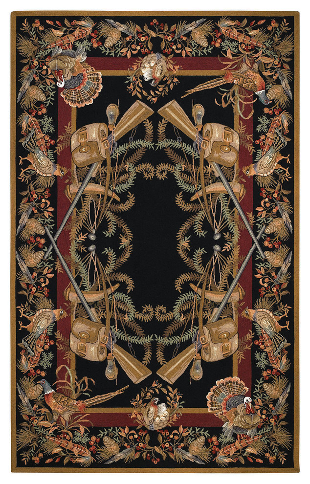 Game Birds rug in Black