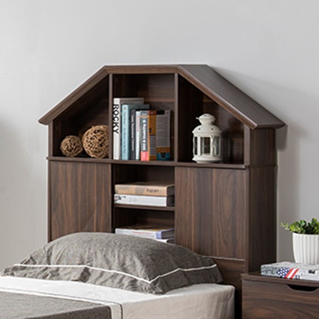 Hut Style Bookcase Headboard Wood, Contemporary Bookcase Headboard Design