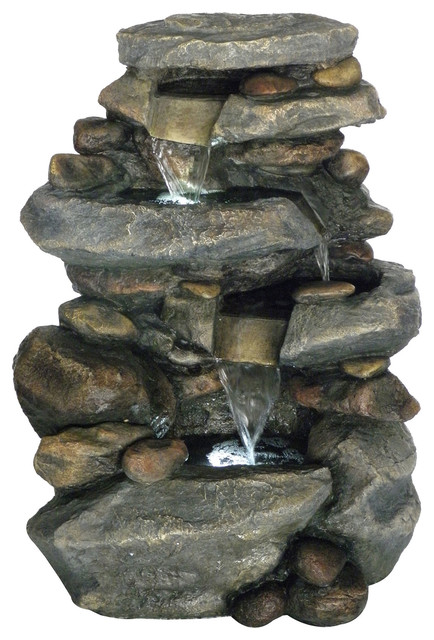LED Lighted Waterfall Fountain with Pump by Pure Garden