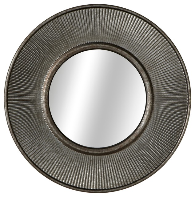 Round Corrugated Galvanized Wall Mirror. Farmhouse Wall Mirrors