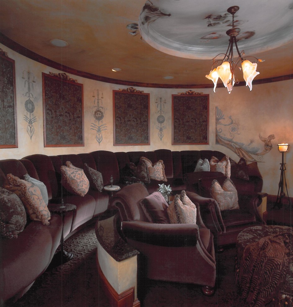 Photo of a traditional enclosed home theatre in Minneapolis.