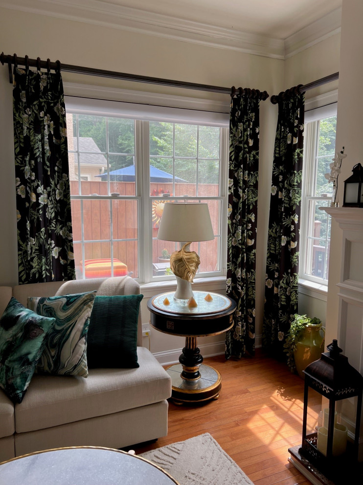 Doylestown Townhouse Cream and Emerald Green Family Room - Contemporary ...