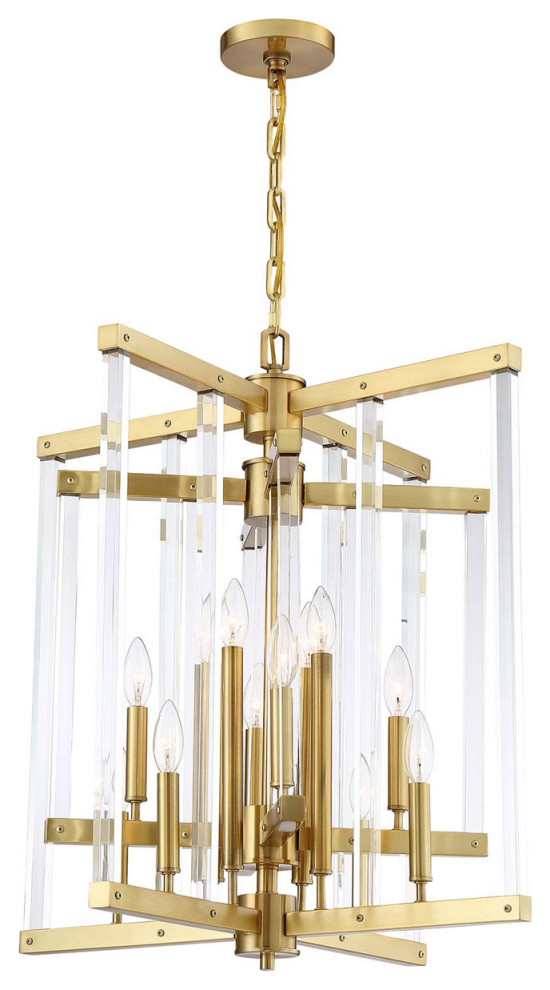 Regent 12 Light Chandelier, Polished Brass With Acrylic