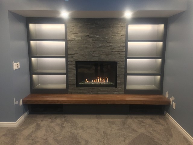 Fireplace Walnut Hearth Transitional Basement Calgary By