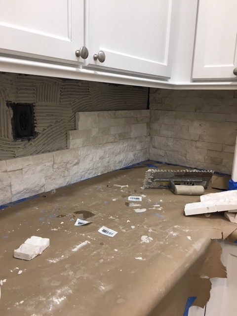 Stone Stacked Kitchen Backsplash