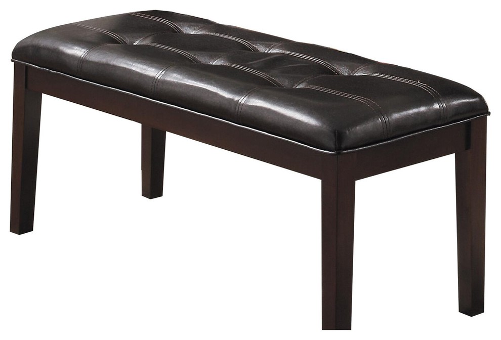 Davall Dining Bench, Espresso Leatherette Transitional Dining