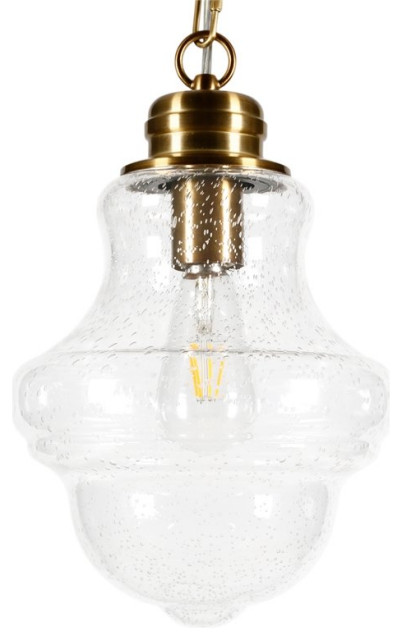 Henn Hart Schoolhouse Brass Metal And Seeded Glass Pendant Traditional Lighting By Homesquare Houzz - Seeded Glass Pendant Light Brass