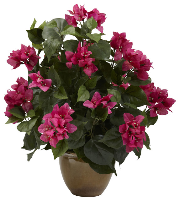 Bougainvillea With Ceramic Vase - Contemporary - Artificial Flower ...