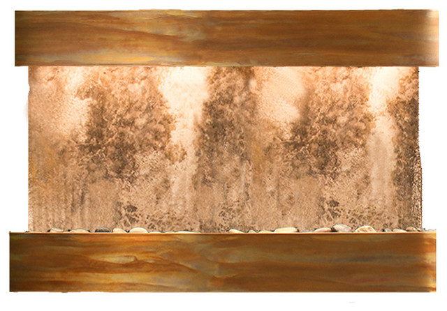 Sunrise Springs water fountain, Magnifico Travertine, Rustic Copper, Square