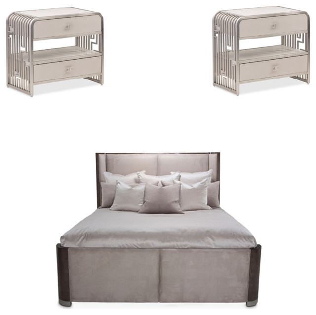 AICO Furniture Roxbury Park 3 Piece Cali Bedroom Set Contemporary Bedroom Furniture Sets
