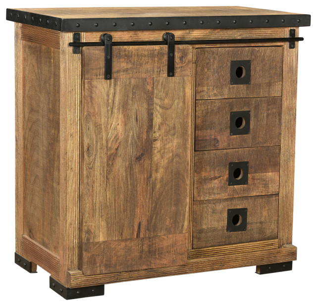 Hailey Modern Industrial Mango Wood Industrial Accent