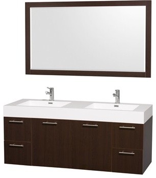 Amare 60" Wall-Mounted Double Bathroom Vanity Set with Integrated Sinks by Wyndh
