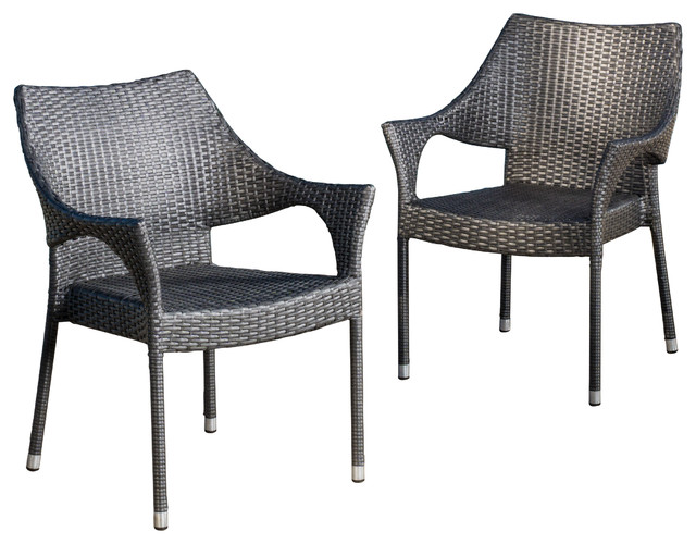 Alameda Outdoor Gray Wicker Chairs Set Of 2 Tropical Alameda Outdoor Gray Wicker Chairs Set Of 2