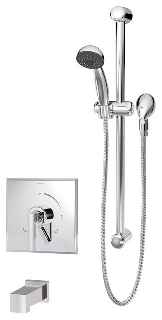 Duro Single Handle Square Tub And Shower Faucet Trim With Lever