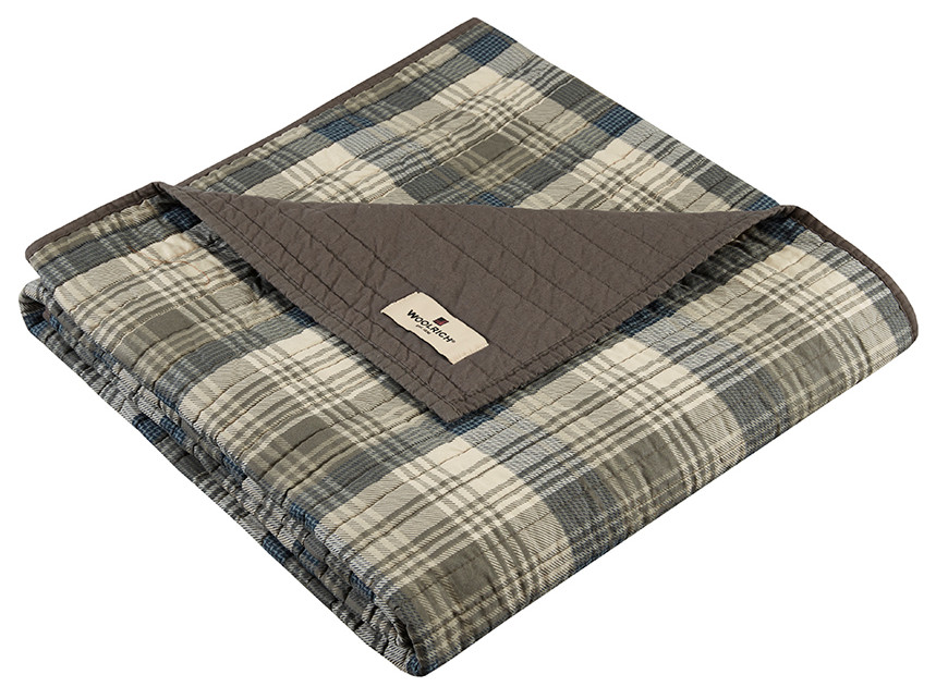 Woolrich Tasha Quilted Throw, Taupe Rustic Throws by Olliix Houzz