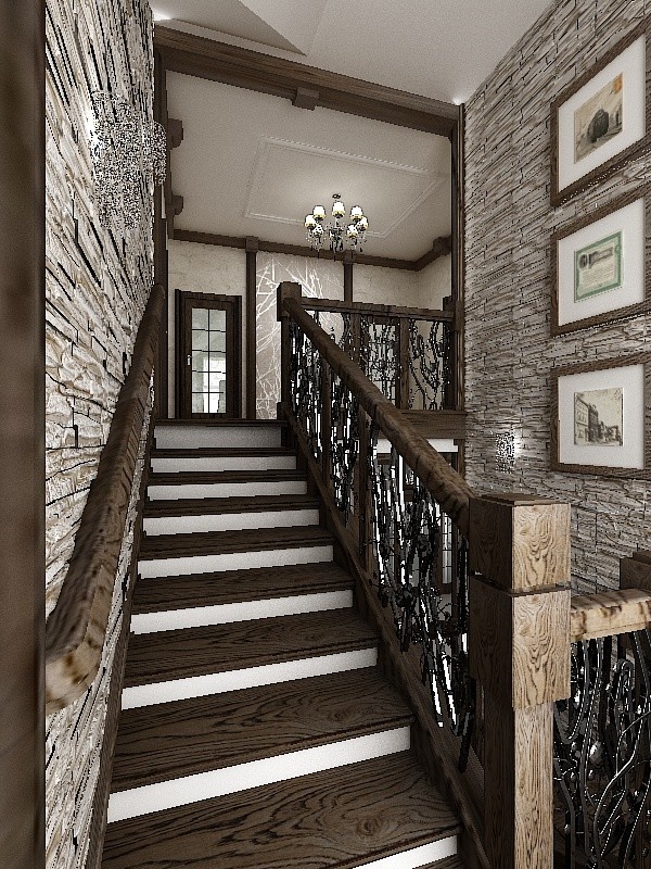 Дизайн-проект лестницы в стиле "Шале".