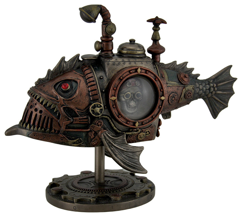 Steampunk Submarine Vs Octopus Trinket Box Statue