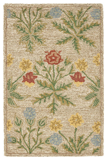 Blossom Beige and Multi-Colored Rectangular: 2 Ft. x 4 Ft. Rug