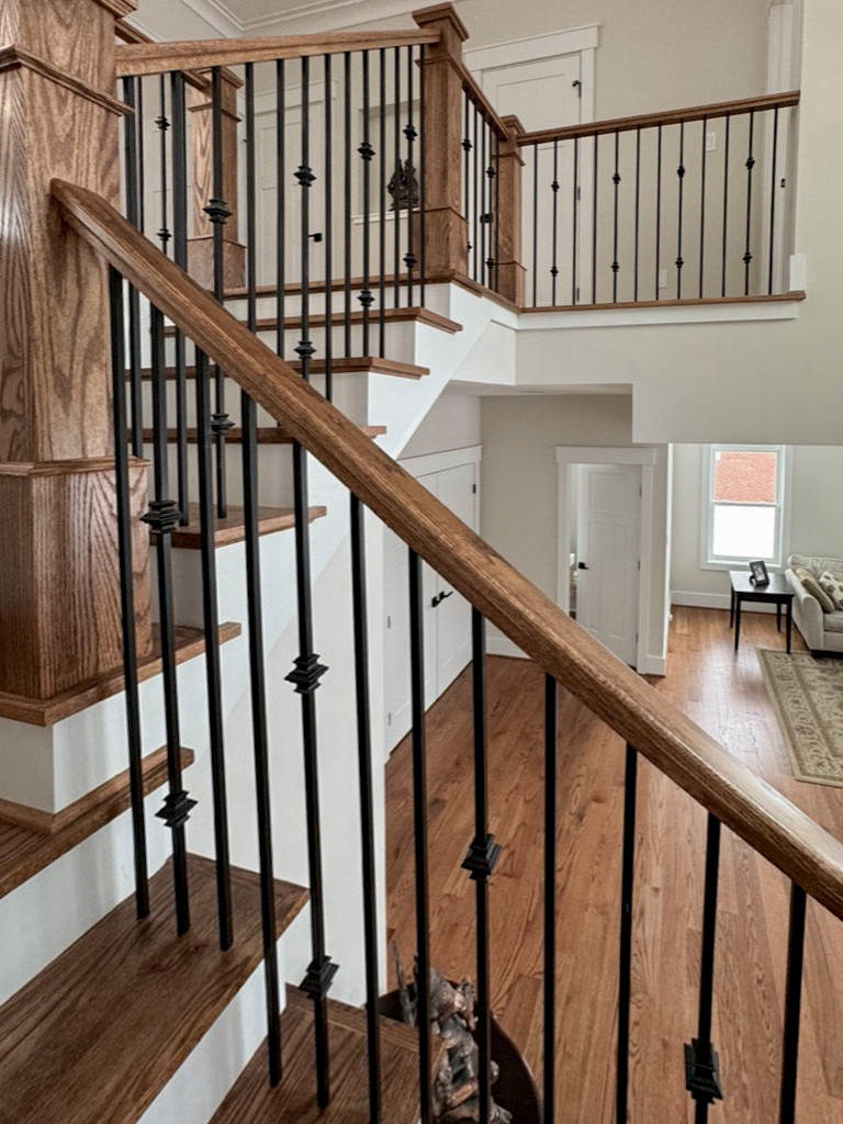 117_Distinct Oak Staircase with Iron Balusters & Oak Rail Profile, Chantilly VA