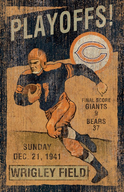 Chicago Bears Vintage Wall Art Rustic Game Room And Bar Decor