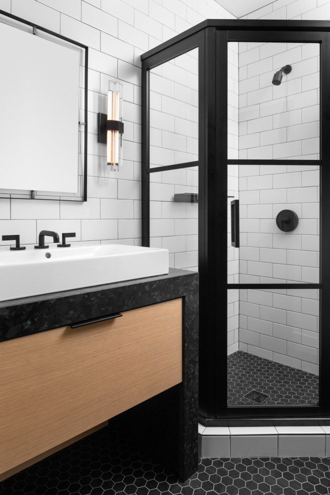Inspiration for an industrial bathroom remodel in Milwaukee
