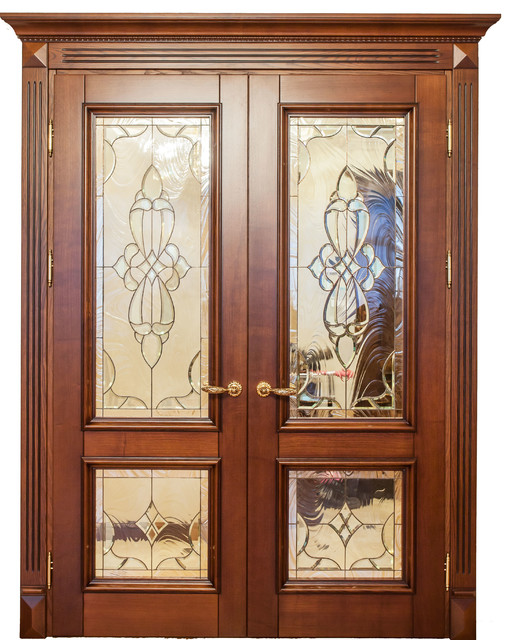 Roma Solid Alder Wood Double Door With Glass - Traditional - Front ... Roma Solid Alder Wood Double Door With Glass - Traditional - Front ...