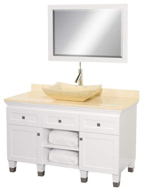 Eco Friendly Modern Bathroom Vanity With Ivory Marble Sink Eco Friendly Modern Bathroom Vanity With Ivory Marble Sink