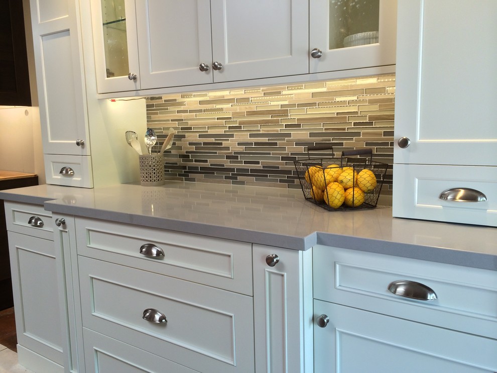 Inspiration for a small transitional kitchen remodel in Phoenix with recessed-panel cabinets