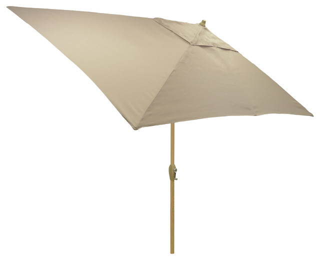 6.5x10' Rectangular Outdoor Patio Umbrella with Natural Pole, Neutral