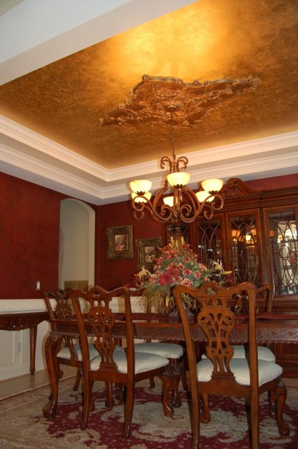 Gold Leaf Dining Room Ceiling Traditional Dining Room