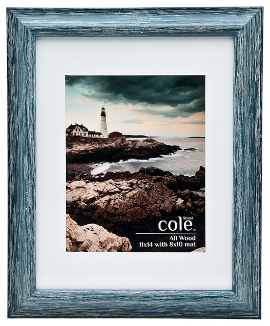 8x10 Wall Frames distressed blue wall frame with matting, 8"x10" - beach style 8x10 Wall Frames distressed blue wall frame with matting, 8"x10" - beach style